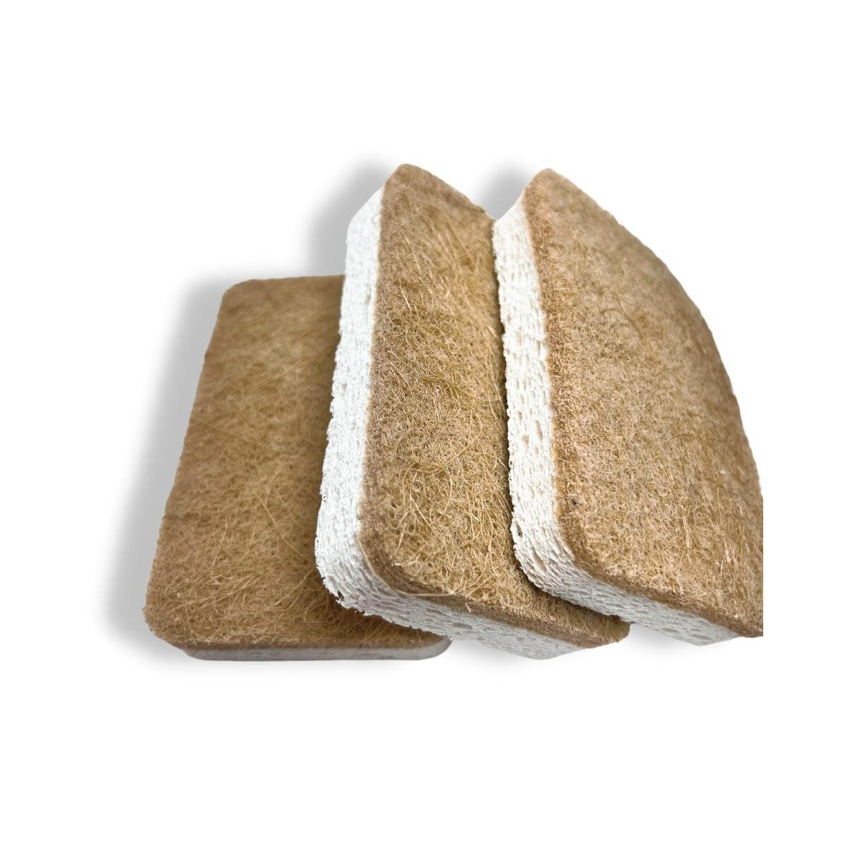 Eco-Friendly Coconut & Cellulose Kitchen Sponges | Natural, Biodegradable, 3-Pack Detail View