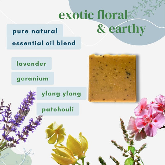 Rooibos Soap scent notes that are exotic, floral and earthy.