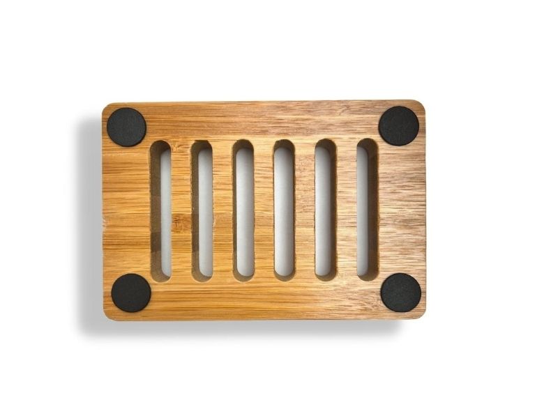 Large Rectangular Eco Friendly Wooden Bamboo Soap Dish Back View