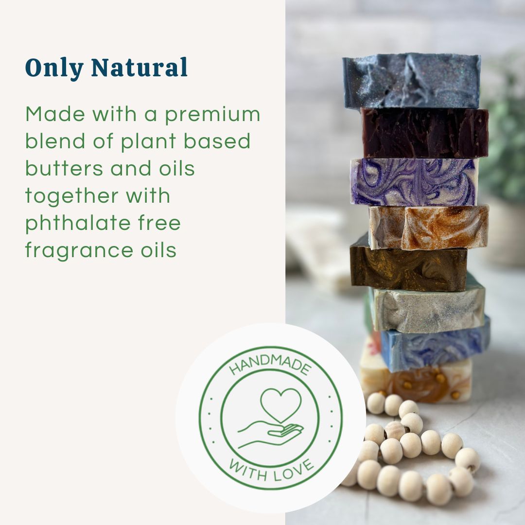 Handmade with Love Soaps from Sudsverse made with a premium blend of plant based butters and oils and pthalate free fragrance oils