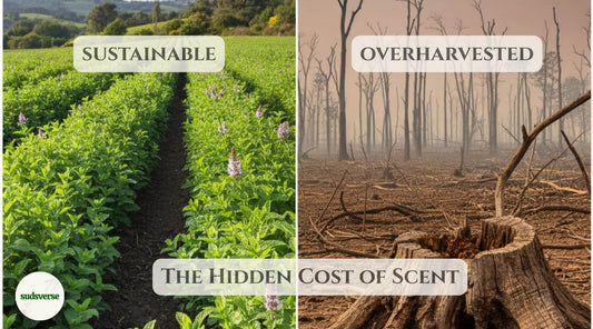 Sustainable peppermint farming vs deforestation from sandalwood overharvesting.
