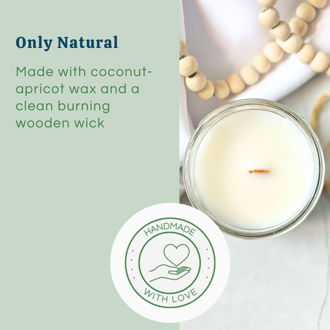 Luxury Coconut Apricot wooden wick candle only natural handmade with love