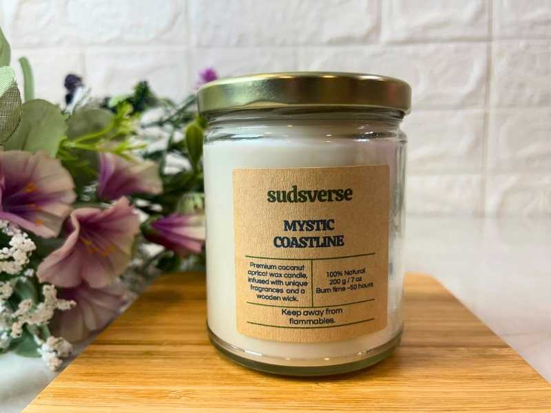 Sudsverse Mystic Coastline Luxury Coco-Apricot Wooden Wick Candle