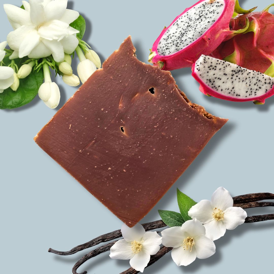 Sunkissed Petals Soap Ingredients Label - Natural plant-based formula with kaolin clay