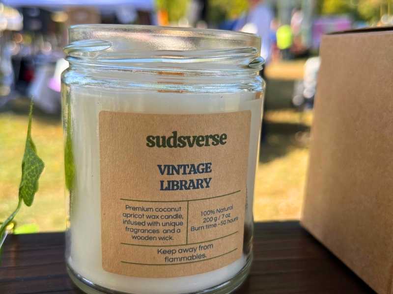 Vintage Library Wooden Wick Candle